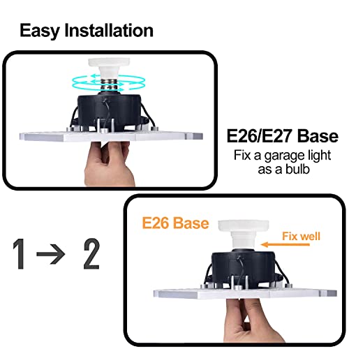LED Garage Lights, 140W 18500 Lumens Garage Lighting, 6000K Daylight with Deformable Three Panels Garage Ceiling Light Fixture E26/E27 Triple Glow KERNOWO