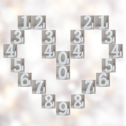 AOCEAN 10 Inch White Wood Numbers Unfinished Wood Numbers for Wall Decor Decorative Standing Numbers Slices Sign Board Decoration for Craft Home AOCEAN