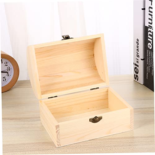DECHOUS 2pcs Treasure Chest Unfinished Jewelry Case Wooden Jewelry Container Wooden Jewelry Case Wood Jewelry Chest Unfinished Pine Wood Desk Topper DECHOUS