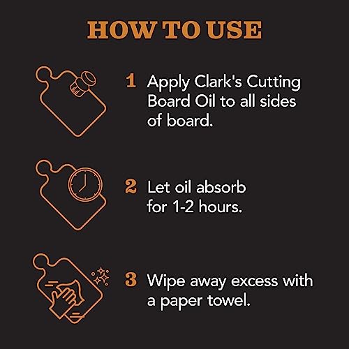 CLARK'S Cutting Board Oil - Food Grade Mineral Oil for Cutting Board - Enriched with Lemon and Orange Oils - Butcher Block Oil and Conditioner - CLARK'S