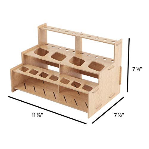 Mezzo Artist Brush and Paint Tube Organizer Rack Set 3 Pieces - Wood Grain Laminate Multi-Layer Storage Display Stand for Paintbrushes, Oil & Acrylic HG Art Concepts