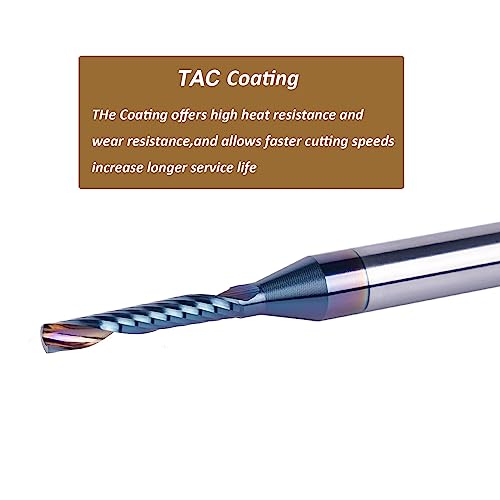 SpeTool Carbide O Flute Spiral Router Bit 1/8 Inch Cutting Diameter 1/4 Inch Shank with Coating Acrylic Non-Ferrous Metal CNC Milling Cutter SpeTool