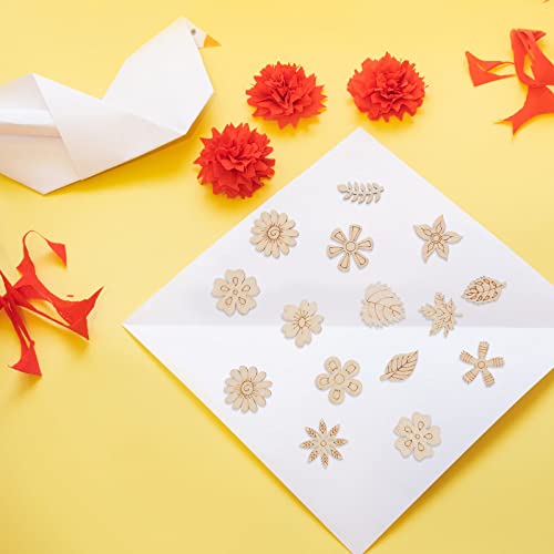 TOYANDONA 200pcs DIY Graffiti Wood Chips Wood Cutouts for Crafts Unfinished Wood Cutouts Wooden Shapes to Paint Flowers Fall Leaves for Crafts TOYANDONA