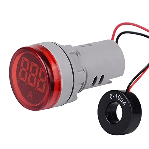 Szliyands 3pcs Digital Display AC Current Indicator, 22mm Round Head LED Current Tester 0~100A Ammeter Monitor (Red) Szliyands