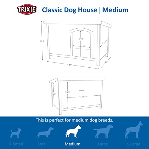 TRIXIE Pet Products Dog Club House, Large,Glazed Pine,40.75x26.75x28.25 Inch (Pack of 1),39552 TRIXIE