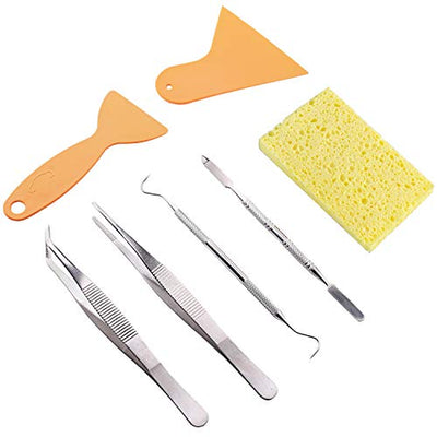 Whaline 7 Pieces Mosaic Tools, Mosaic Tweezers Tile Beginner Setwith 2 Scrapers, 2 Tweezers, 1 Double-EndedHook, 1 Spatula, 1 Sponge
