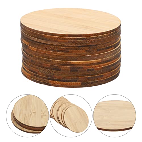 Operitacx 15pcs Round Bamboo Unfinished Wood Circle Unfinished Round Discs Spring Wooden Cutout Unfinished Bamboo Chips Christmas Toys Kid Toys Operitacx