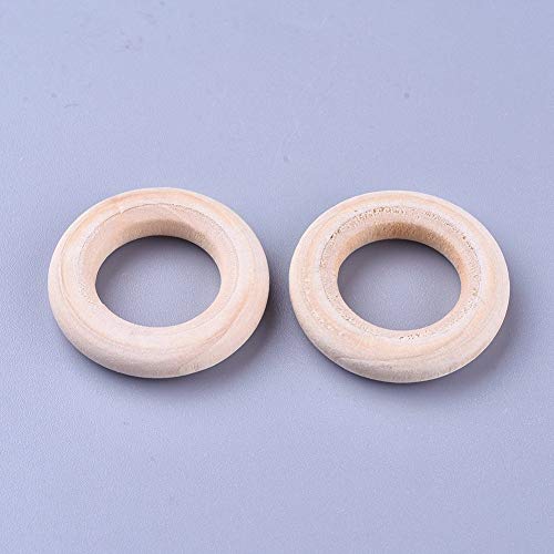 Craftdady 100Pcs Natural Wood Rings Unfinished Solid Wooden Circles 1-1/5 Inch (30mm) Ring Pendant Connectors for Craft Jewelry Making Craftdady