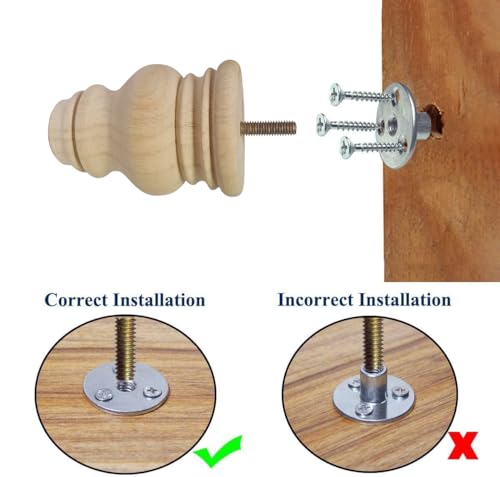 Btibpse 4 Inch Wooden Furniture Legs, Solid Wood Unpainted Replacement Furniture Legs, Ottoman/Loveseat Replacement Legs, Cabinet Btibpse