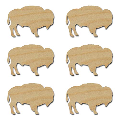 Buffalo Shape Unfinished Wood Animal Cut Outs 3" Inch 6 Pieces Buf03-06