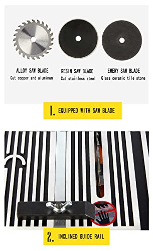 Fullhold 4" Mini Table Saw 60w Hobby Miter Saw For Crafts Model Making To Cut Copper, Aluminum,Stone, Wood, Glass And Plastic(LxWxH :190MM(7.5") x FULLHOLD