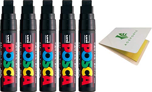 Uni POSCA Paint Marker Pen, 5 Black Pen Set (PC17K.24) - Extra Bold Po –  WoodArtSupply