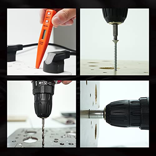 BeHappy Cordless Drill Set, 21V Power Drill Kit, Electric Power Drill Set with 2 Batteries and Charger, 25+3 Torque Setting, 2 Speed, 315 In-lb, LED, BeHappy