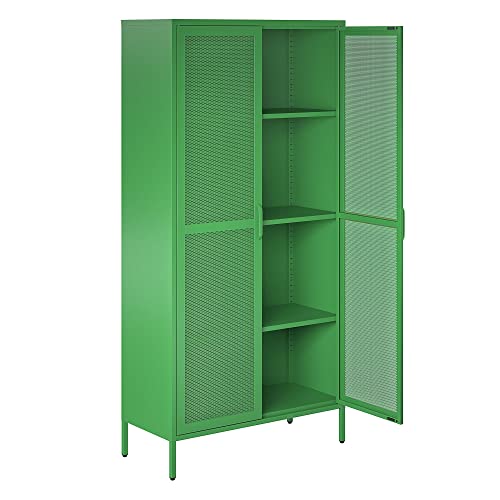 Novogratz Channing Tall 2 Door Storage Cabinet-Mesh Metal Locker, Kelly Green Novogratz