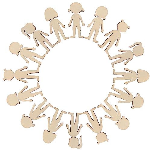 Wooden Boy Girl Cutout 50pcs Wood Female Shapes Unfinished Wooden Cutout Blank Wooden Slices for DIY Painting Staining Burning Crafts Projects DIY HOMSFOU