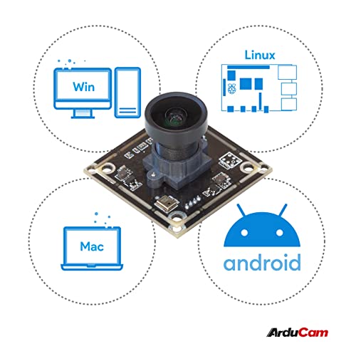 Arducam 8MP IMX179 USB Camera Module, Wide Angle Lightburn Camera with 115°(H) M12 Lens, Single Microphone for Windows, Linux, Android, and Mac OS Arducam