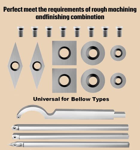 8Pcs Tungsten Carbide Cutters Inserts Set for Wood Lathe Turning Tools, WenCrew Universal Carbide Tip Tipped Cutter Tool Accessories(Included 11mm WenCrew