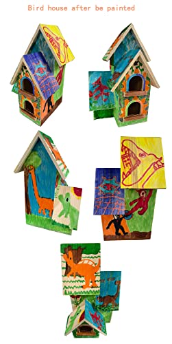Lyfreen DIY Bird Houses for Outside Pine Wooden Bird House with Hanging Tools for Bluebird Hummingbird Wren Finch Birdhouse Bird Hut Box for Garden Lyfreen