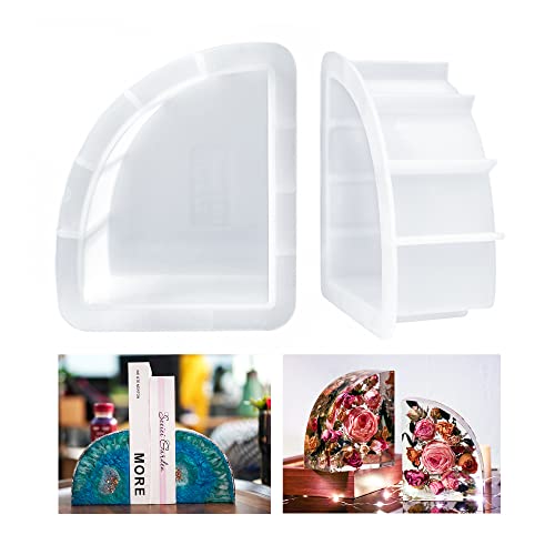LET'S RESIN Bookends Resin Molds, 1 Pair Geode Book Organize Resin Molds Silicone Large, Crystal Epoxy Resin Molds for Books, Desktop Organizer, LET'S RESIN