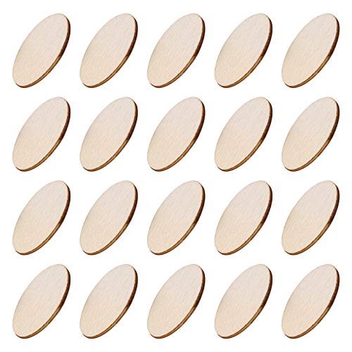 NUOBESTY 200pcs Unfinished Wood Oval Slices Natural Rustic Wooden Cutout Oval Wood Pieces Tag for DIY Craft Wedding Centerpiece Christmas NUOBESTY