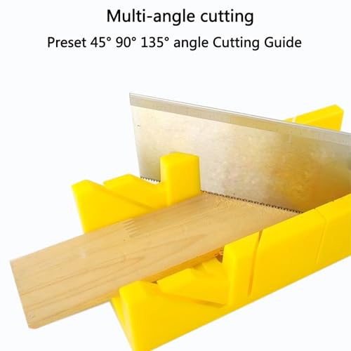 Wonglea Mitre Box and Saw Set,12”Miter Box with 14”Back Saw for Crafting,Mini Mitre Box Saw Storage for Wood,Preset 45 Degree Cutting Guide Wonglea