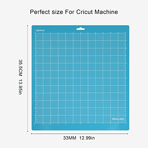 REALIKE LightGrip Cutting Mat for Cricut Maker 3/Maker/Explore 3/Air 2/Air/One, 2 Pack 12x12 Inch Blue Light Grip Adhesive Sticky Non-Slip Cut Mat REALIKE