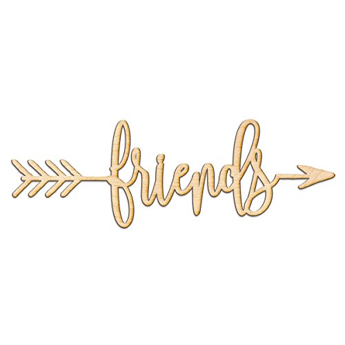 Friends Right Arrow Wood Sign Home Decor Wall Art Hanging Rustic Unfinished 12" x 4" Woodums