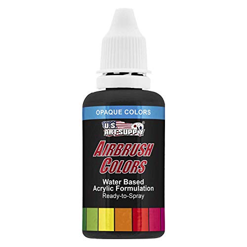 US Art Supply 1-Ounce Opaque Deep Black Airbrush Paint US Art Supply