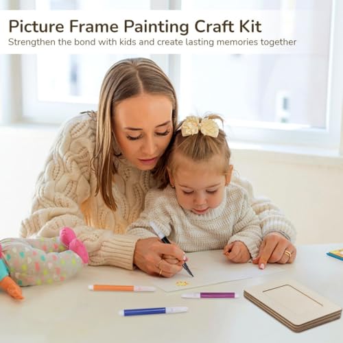 20PCS Picture Frame Painting Craft Kit,DIY Wooden Photo Frames,8.8 x 6.7inch 4 Sheets Unfinished Frames with 12 Pcs Watercolor Pens and 4Pcs Diamond Homaisson