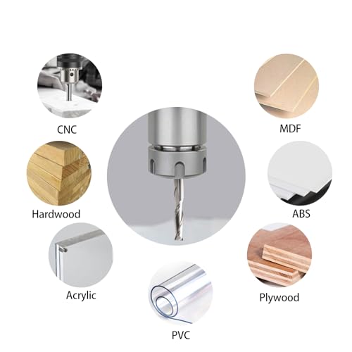 CNC Router Bits 1/8" Shank CNC Bit End Mill 1/16" Cutting Dia Flat Nose Carbide Endmill Two Flute Spiral Upcut Milling Cutter Tool Set for Wood PVC HOZLY