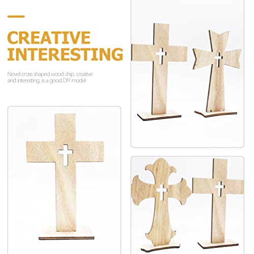SEWACC 30pcs Unfinished Wood Cross Cutout Blank Wood Cross Pieces Table Signs for DIY Art Crafts Projects School Church Home Decoration SEWACC