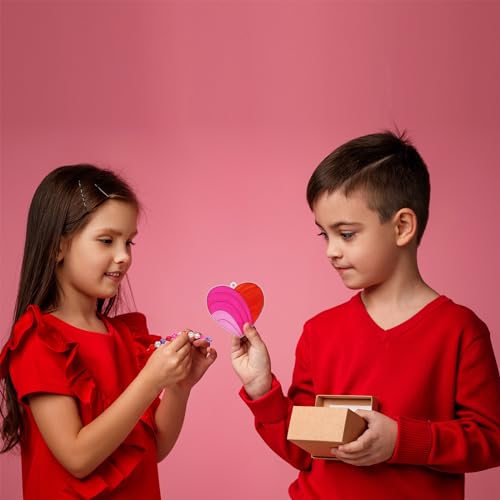 Winlyn 24 Sets Heart Suncatchers Ornaments Decorations DIY Window Paint Art Stickers Craft Kits Heart Sun Catchers for Kids Valentine's Day Classroom Winlyn