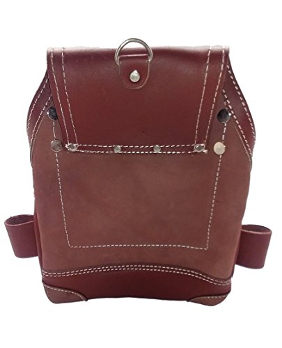LEATHER GOLD Nail Pouch | Leather Tool Pouch 3350DP, 5 Pockets, Brown, Oil-Tanned Leather, Heavy Duty Carpenter Tool Belt with Reinforced Seams and 2 Leather Gold