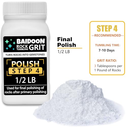 6 in 1 Rock Tumbler Grit Full Function Set – 4 Step Tumbling Grit, 1 Ceramic Refill Media, 9 Varieties Rough Rocks, Rock Tumbler Grit Polish Refill, BAIDOON