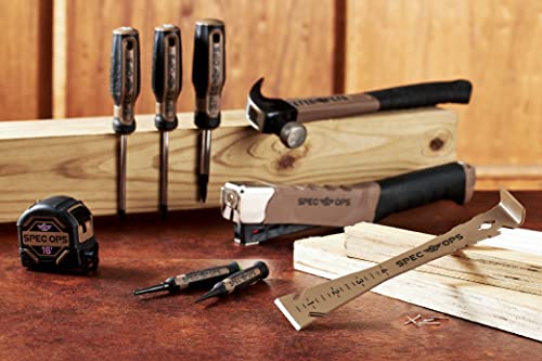 Spec Ops Tools 9.5" Trim Bar: High Carbon Steel Pry Bar with Built-in Ruler, Beveled Edges & Nail Puller, 2-Pack, 3% Donated to Veterans Spec Ops