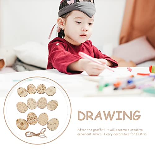 COHEALI Unfinished Wood Cutouts 75pcs Unfinished Easter Wood Slices Easter Egg Wooden Cutout Wood DIY Wooden Easter Ornaments Crafts Egg Cutouts COHEALI