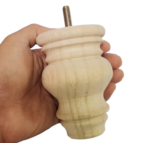 Btibpse 4 Inch Wooden Furniture Legs, Solid Wood Unpainted Replacement Furniture Legs, Ottoman/Loveseat Replacement Legs, Cabinet Btibpse