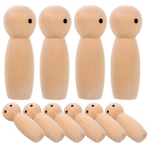 Tofficu Wooden Peg Dolls Unfinished Peg People Doll Bodies Unpainted Wood Figures Angel Peg Dolls for DIY Painting Decoration Assorted Wooden People Tofficu