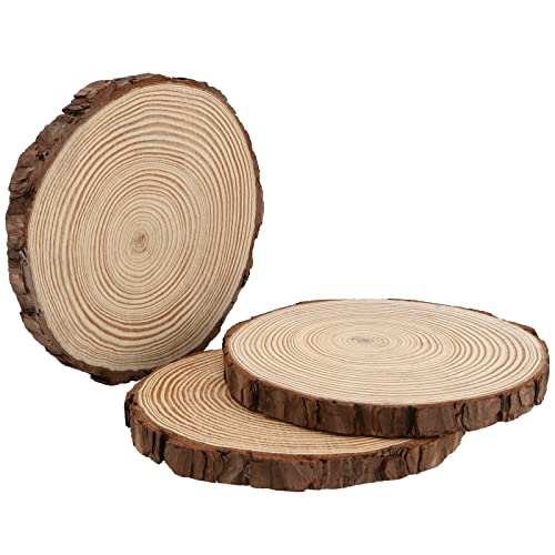 KEILEOHO 9 PCS 8-10 Inch Wood Slices, Round Rustic Wood Slices, Craft Unfinished Wood Kit Natural Wood Circles for Crafts, Centerpieces Paintings, KEILEOHO
