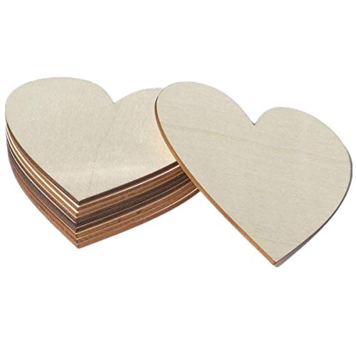 4 inch Wood Hearts, Natural Unfinished Wood Heart Cutout Shape,4 inch,(10 Pieces) VZNBJUAN