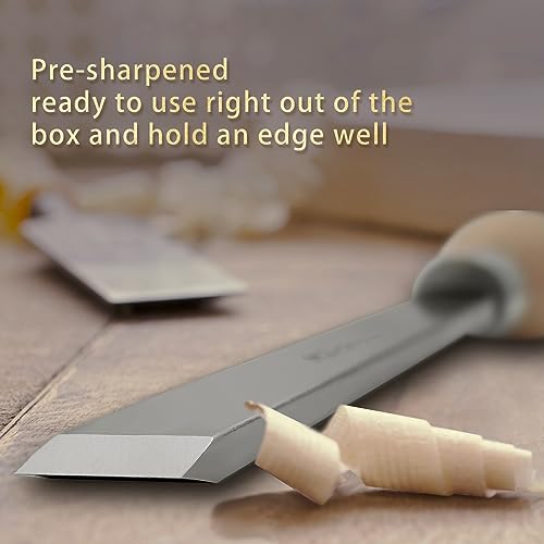 UF-SHARP 1 inch Skew Chisel, M2 Cryo High Speed Steel Wood Turning Tools with Beech Wood Handle UF-SHARP