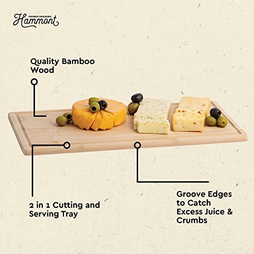 Bamboo Cutting Boards for Kitchen - Wood Cutting Board with Juice Grooves - Small Wood Cutting Board for Meat, Wooden Cutting Boards for Kitchen Hammont