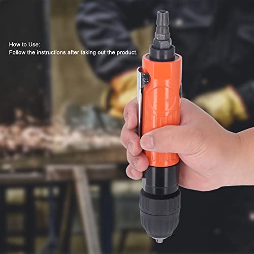 Pneumatic Drill, Straight Handle, Aluminum Alloy, 90 PSIG, 1/4-in. Inlet Air Drill Tool Wide Application for Assembly RTLR