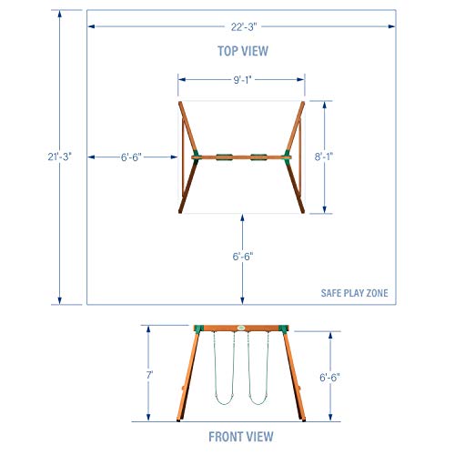 Backyard Discovery Durango All Cedar Classic Swing Set, 2 Pinch Free Belt Swings, Easy Assembly, Durable, Water Resistant, Steel Corner Supports, 2 Backyard Discovery