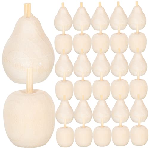 Kisangel 160 pcs Wooden Fruit Ornaments Simulation pear Model Lifelike Mini Pears unpainted Wooden Pears Kids Unfinished Fruit DIY Fruit Mushroom Kisangel
