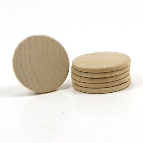 Mylittlewoodshop Pkg of 50 - Round Circle Disk - 1 inch in Diameter with Beveled Edge and 1/8 inch Thick Unfinished Wood (WW-WNC100-50) Unique Wood Shapes