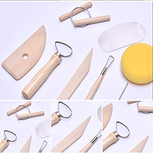 8pcs Ceramic Clay Tools Set, Pottery & Polymer Clay Tools Kits, Wooden Sculpting Clay Tools Combinations for Pottery Modeling, Smoothing. WedFeir