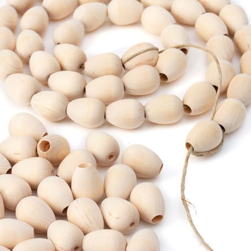 DIY Wooden Egg Shaped Bead Garland Kit by Factory Direct Craft Make Your Own Beaded Garland for Christmas and Easter Decorating - 9 Feet Long Factory Direct Craft