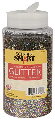 School Smart - S2004131 Craft Glitter, 1 Pound Jar, Multi-Color School Smart
