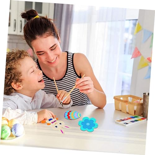 FUNOMOCYA 60pcs Painted Easter Wood Slice Sawdust Eggs Wooden Hanging Chip Label Hanging Piece Wood Chips tag Pendant Wood Charm Easter Unfinished FUNOMOCYA